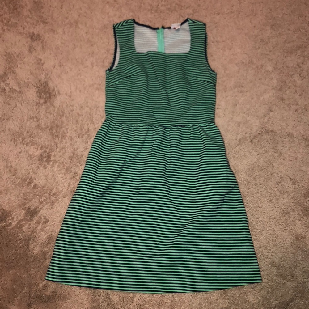 Green and navy striped dress